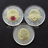 Канада 2 доллара 2025 год. Могила неизвестного солдата Цветная + Простая. (2шт) UNC