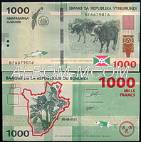 Бурунди 1000 франков 2021г. Пресс. UNC